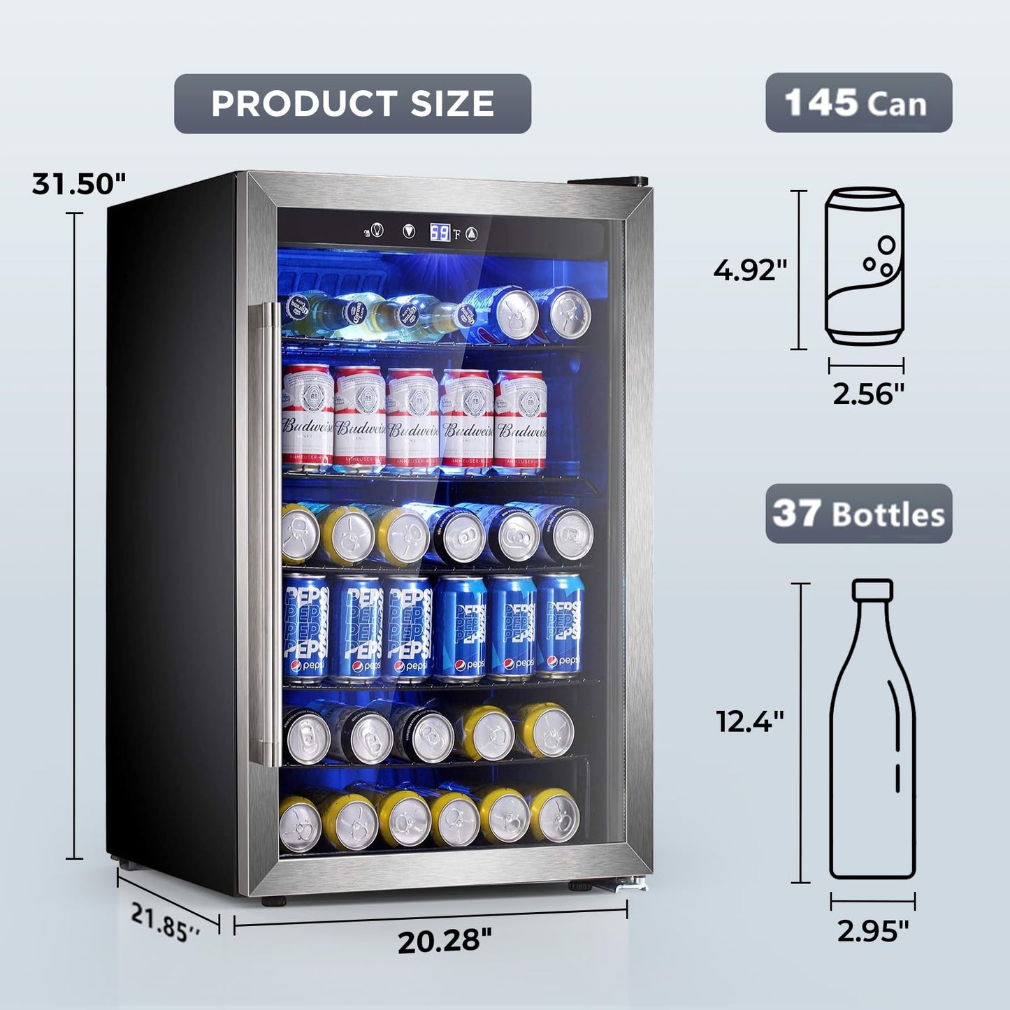 Electactic Wine & Beverage Refrigerator 4.5 Cu Ft Silver