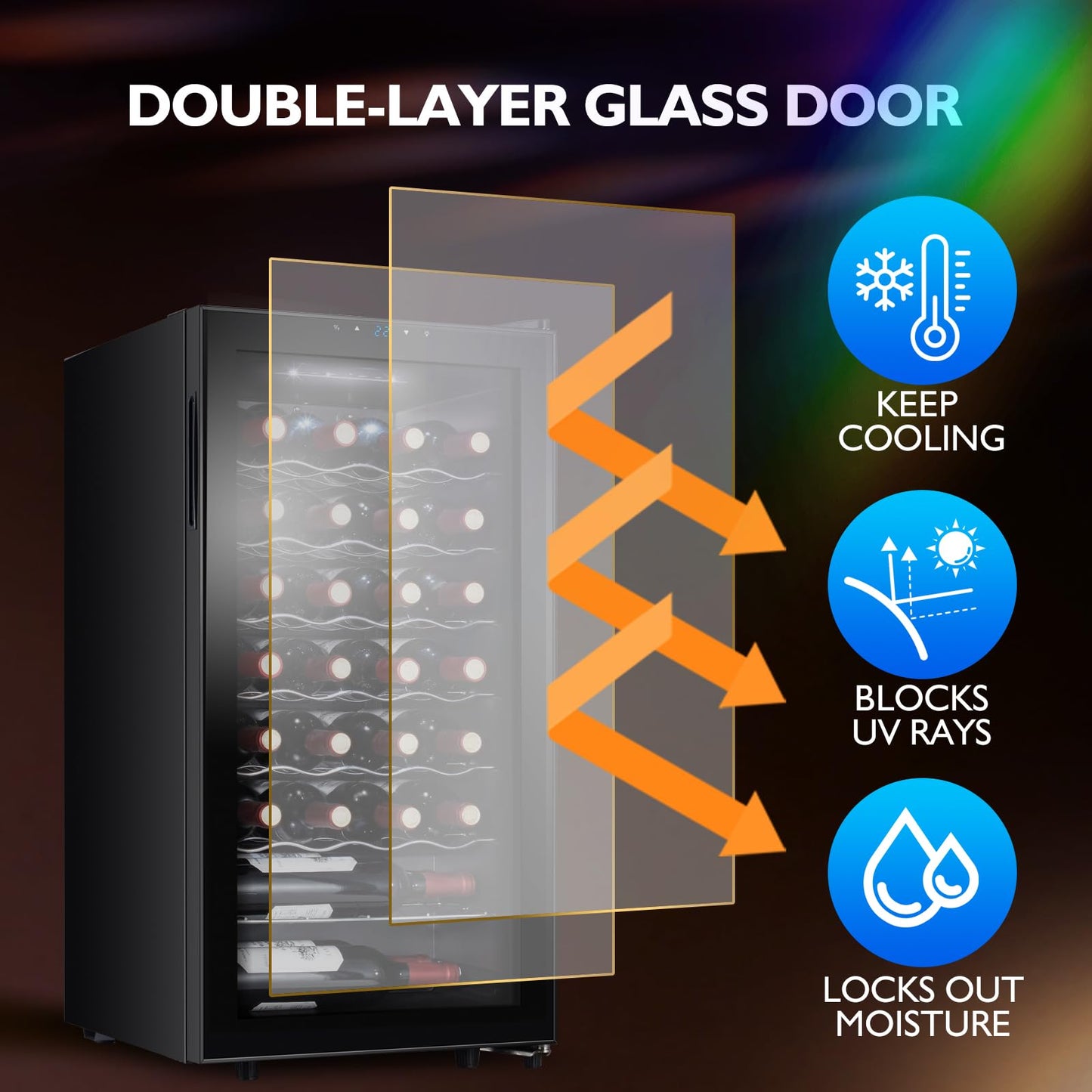 STAIGIS 28 Bottle Wine Cooler Refrigerator Glass Door