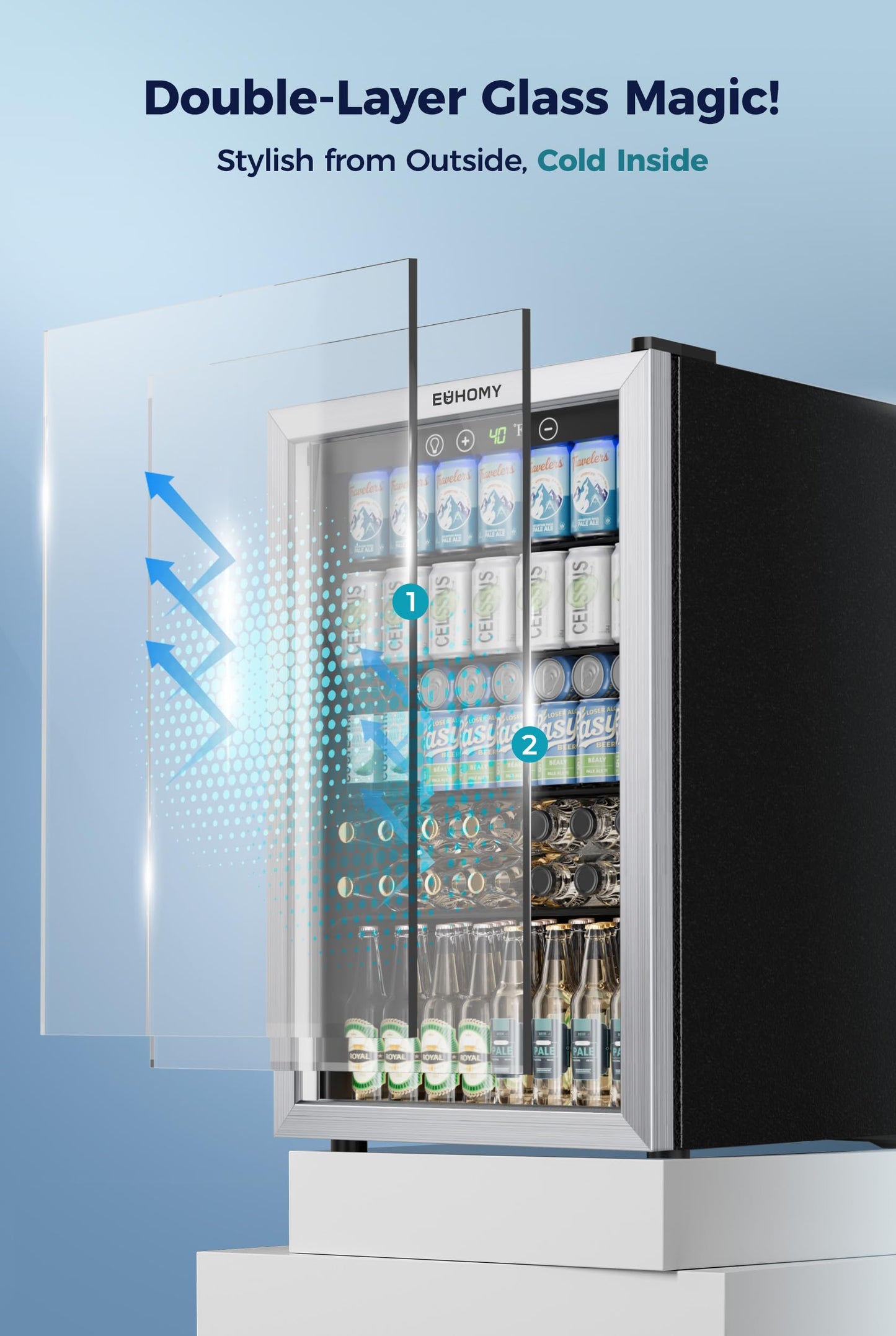 EUHOMY 4.5 Cu Ft Beverage Cooler 145 Can Fridge