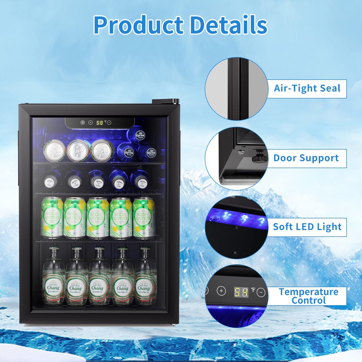 Antarctic Star 95 Can Beverage Cooler Glass Door