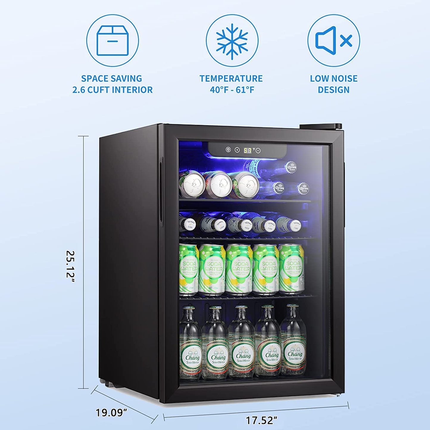 Antarctic Star 95 Can Beverage Cooler Glass Door