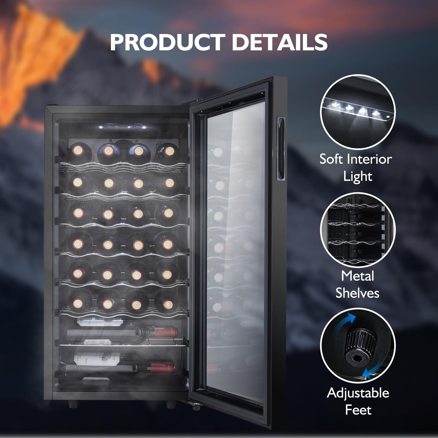 STAIGIS 28 Bottle Wine Cooler Refrigerator Glass Door