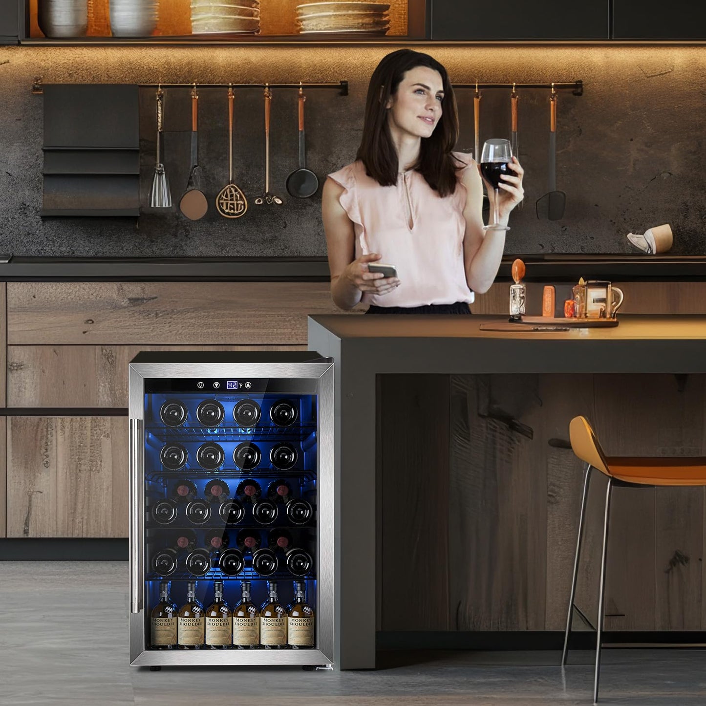 Electactic Wine & Beverage Refrigerator 4.5 Cu Ft Silver