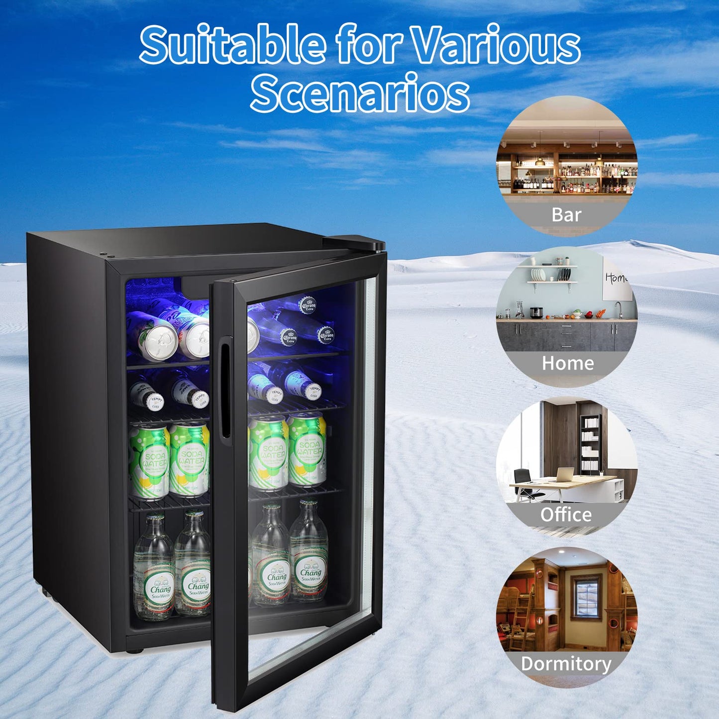Antarctic Star 95 Can Beverage Cooler Glass Door